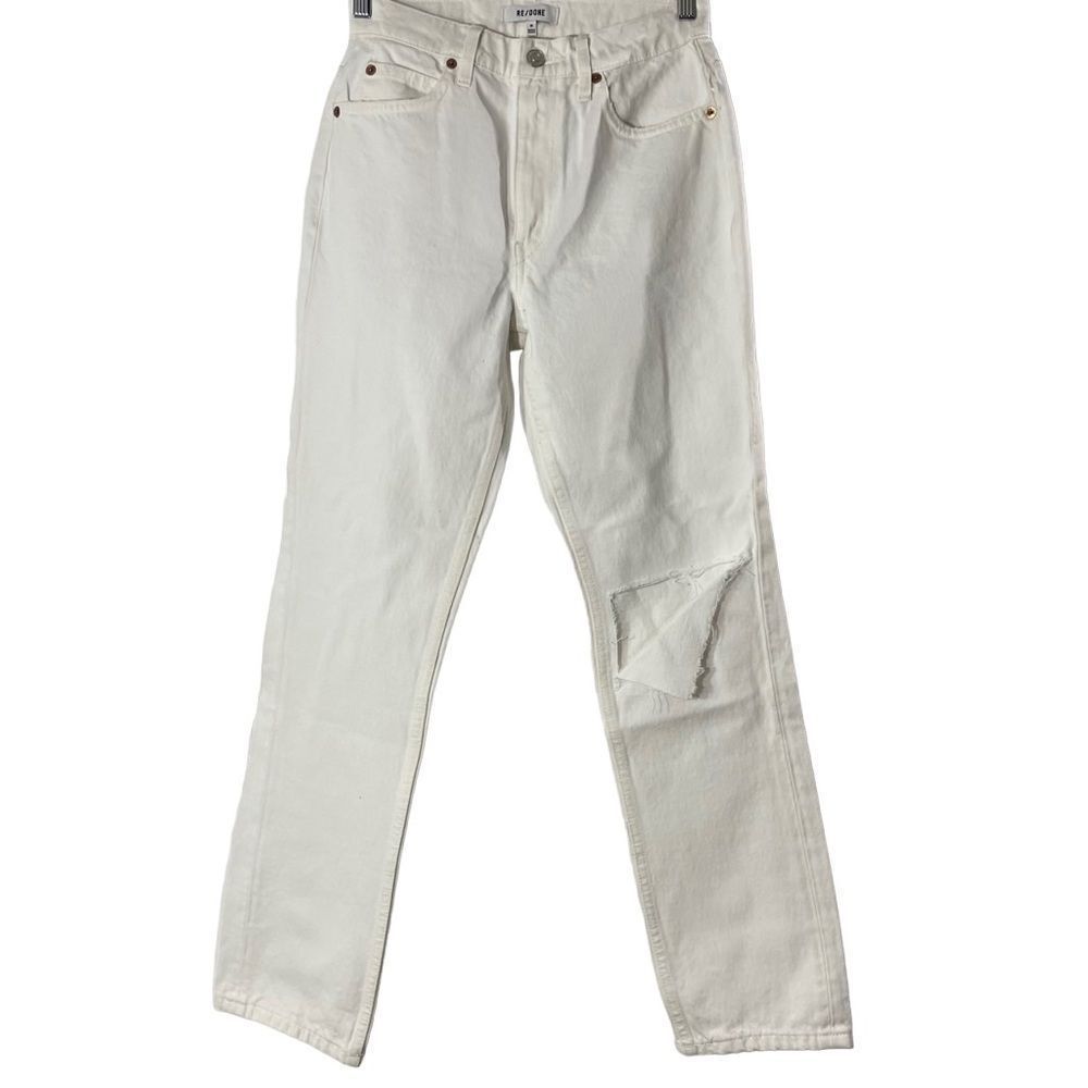 RE/DONE 70s Straight White with Rips Jeans Size 26 NWT
